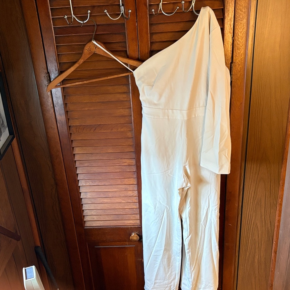 Banana Republic Cream One-Shoulder Jumpsuit